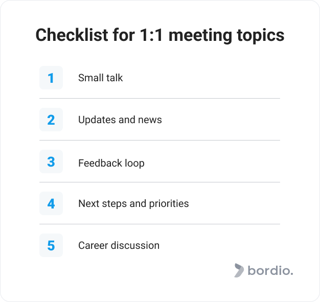 Checklist for 1:1 meeting topics
