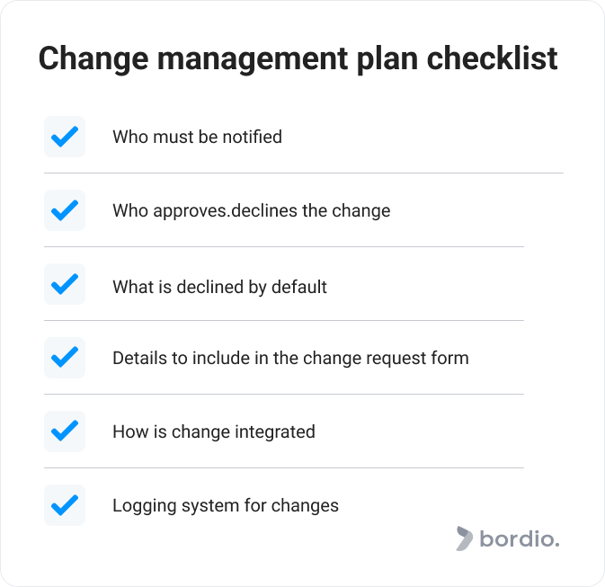 Change management plan checklist