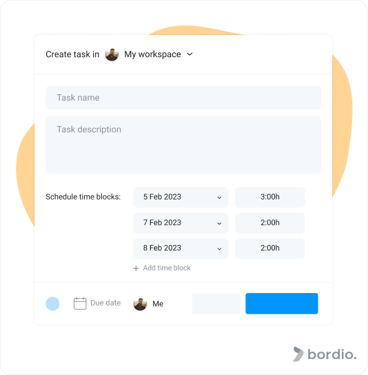 Bordio time blocks added to tasks