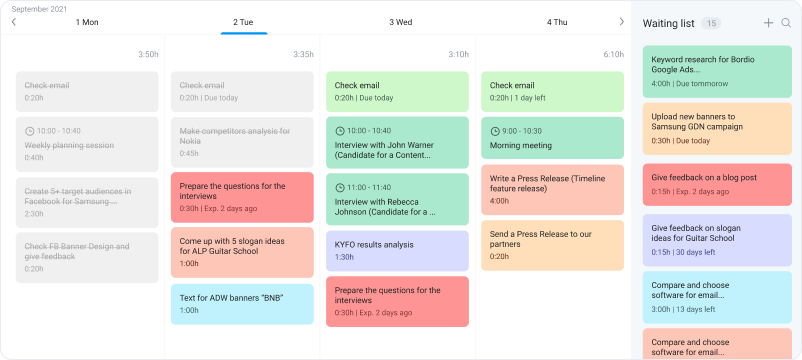 Bordio Week view Calendar app