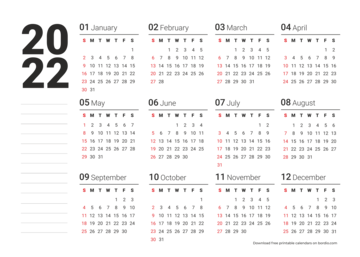 Blank 2022 Printable Calendar from Sunday (Preview))