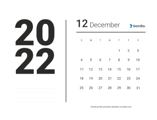 December 2022 free calendar from Sunday (preview)