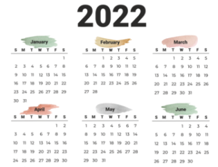 Printable yearly calendar 2022 from Sunday (preview)