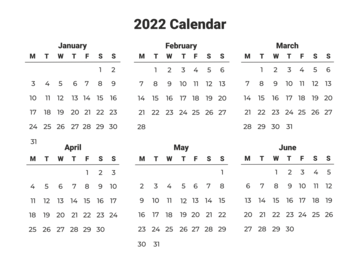 Vertical printable calendar 2022 from Monday (preview)