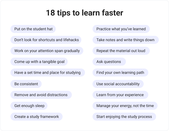 18 tips to learn faster