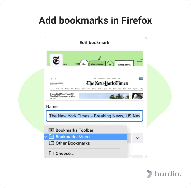 Add bookmarks in Firefox