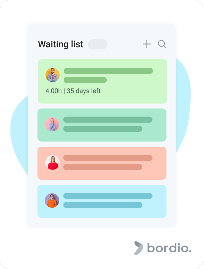Bordio waiting list section with tasks