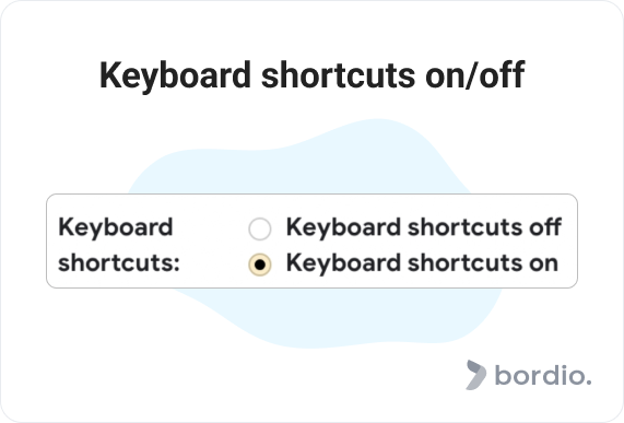 Keyboard shortcuts on/off
