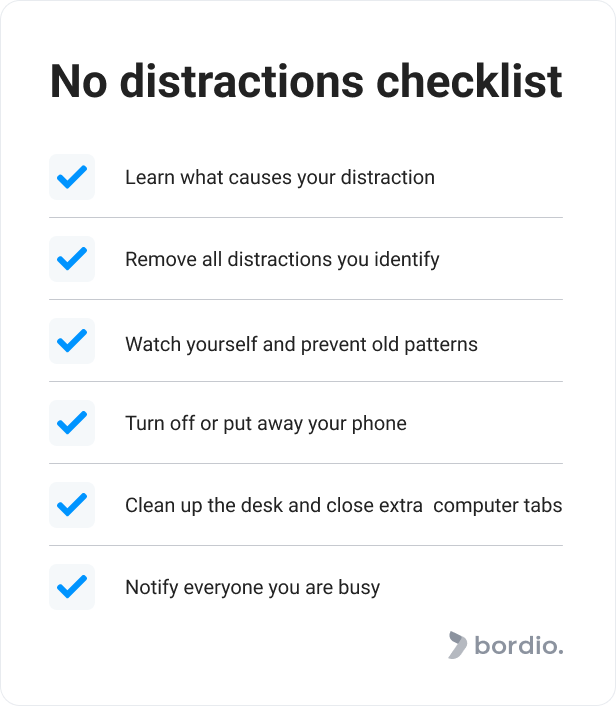 No distractions checklist