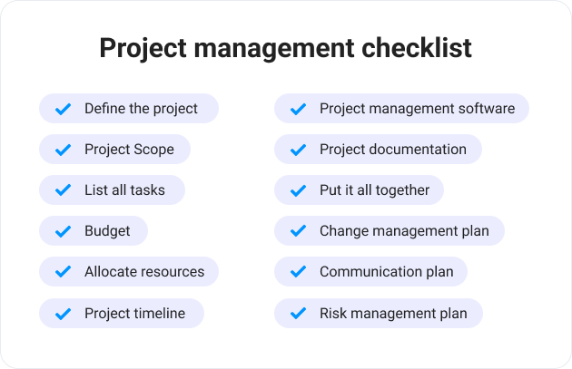Project management checklist