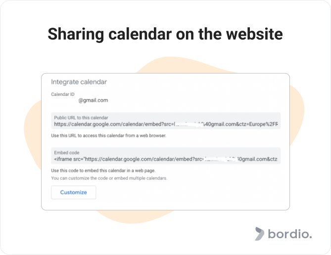 Sharing calendar on the website