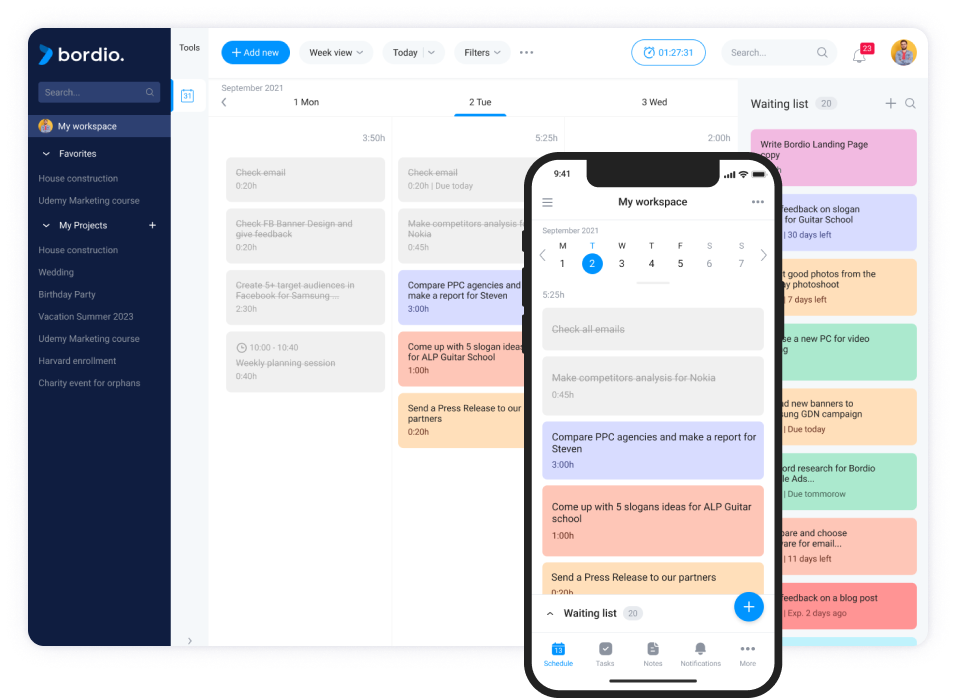 Free Daily Planner Online Plan Your Daily Schedule in Bordio