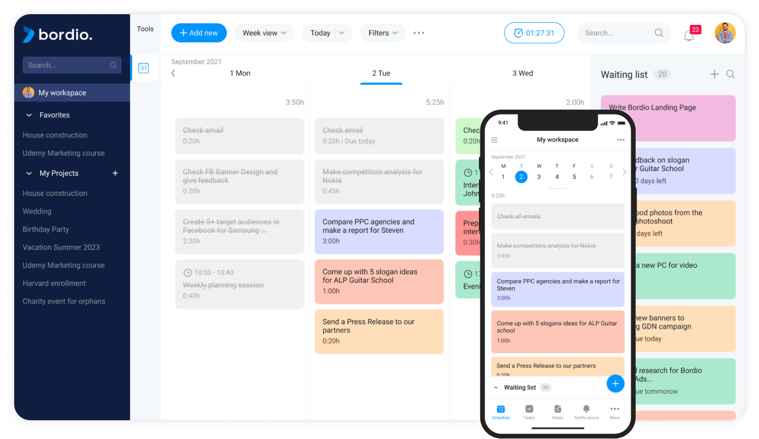 Free Daily Planner Online Plan Your Daily Schedule In Bordio