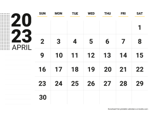 April 2023 Calendar Sunday