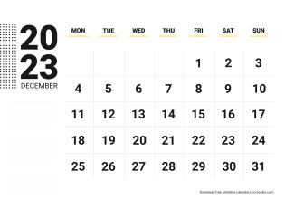 December 2023 Calendar Monday