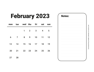 February 2023 Free Calendar for print