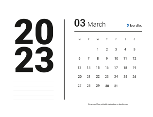 Free Printable Calendar March 2023 Download