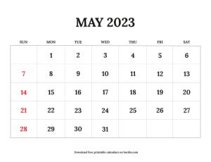 Printable May 2023 Calendar | Free Download in PDF - Bordio