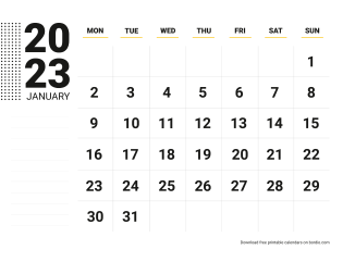 January 2023 Calendar Preview