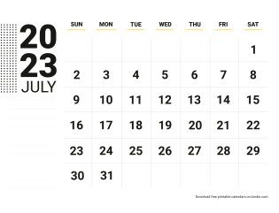 July 2023 Calendar Sunday