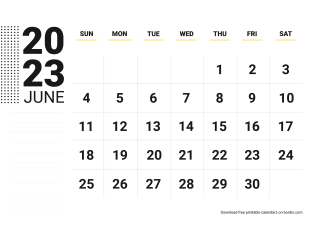 June 2023 Calendar Sunday