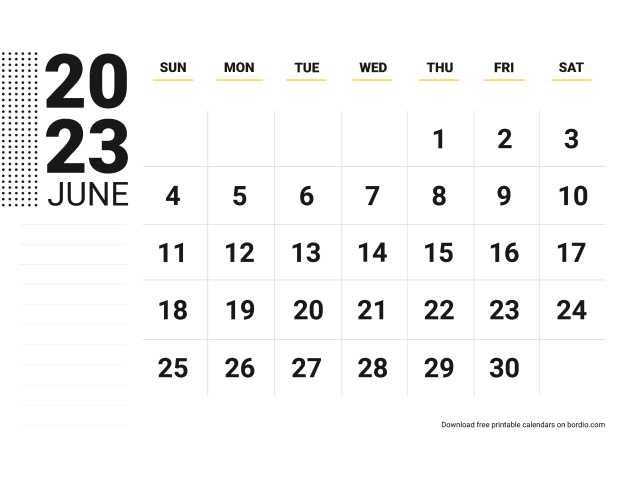 Printable June 2023 Calendar | Free Download in PDF - Bordio