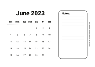 June 2023 Free Calendar for print