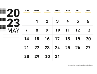 May 2023 Calendar Sunday