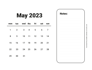 May 2023 Free Calendar for print