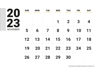 November 2023 Calendar Sunday