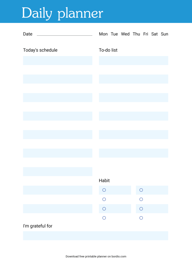 Printable daily planner free