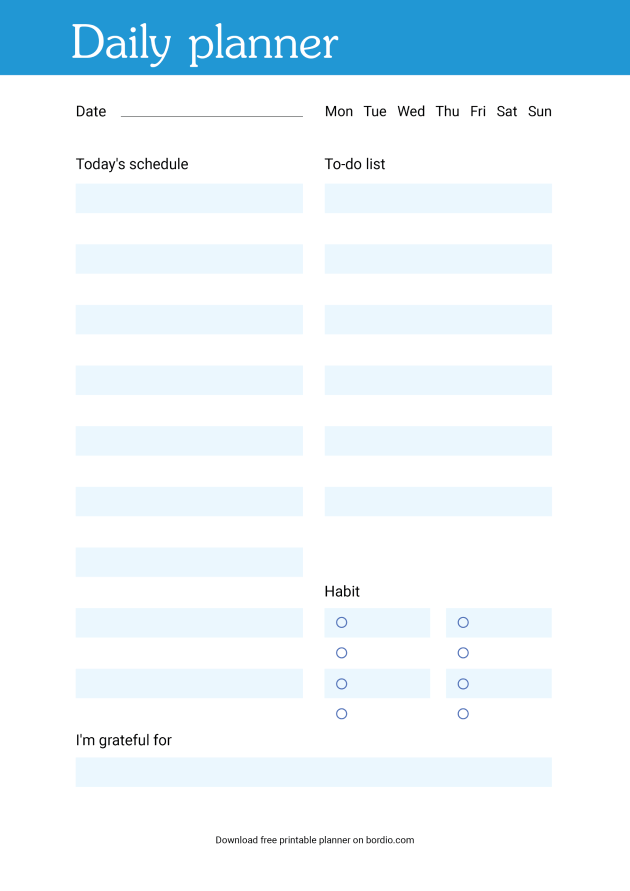 Printable Daily to Do List, Daily Agenda Planner, Printable to Do List,  Student Agenda, Daily Action Plan, PDF Calendar Plan, Day Planner 