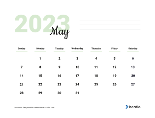 Printable Calendar May 2023 Sunday