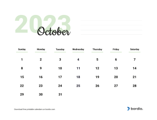 Printable Calendar October 2023 Sunday