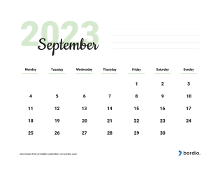 Printable calendar September 2023