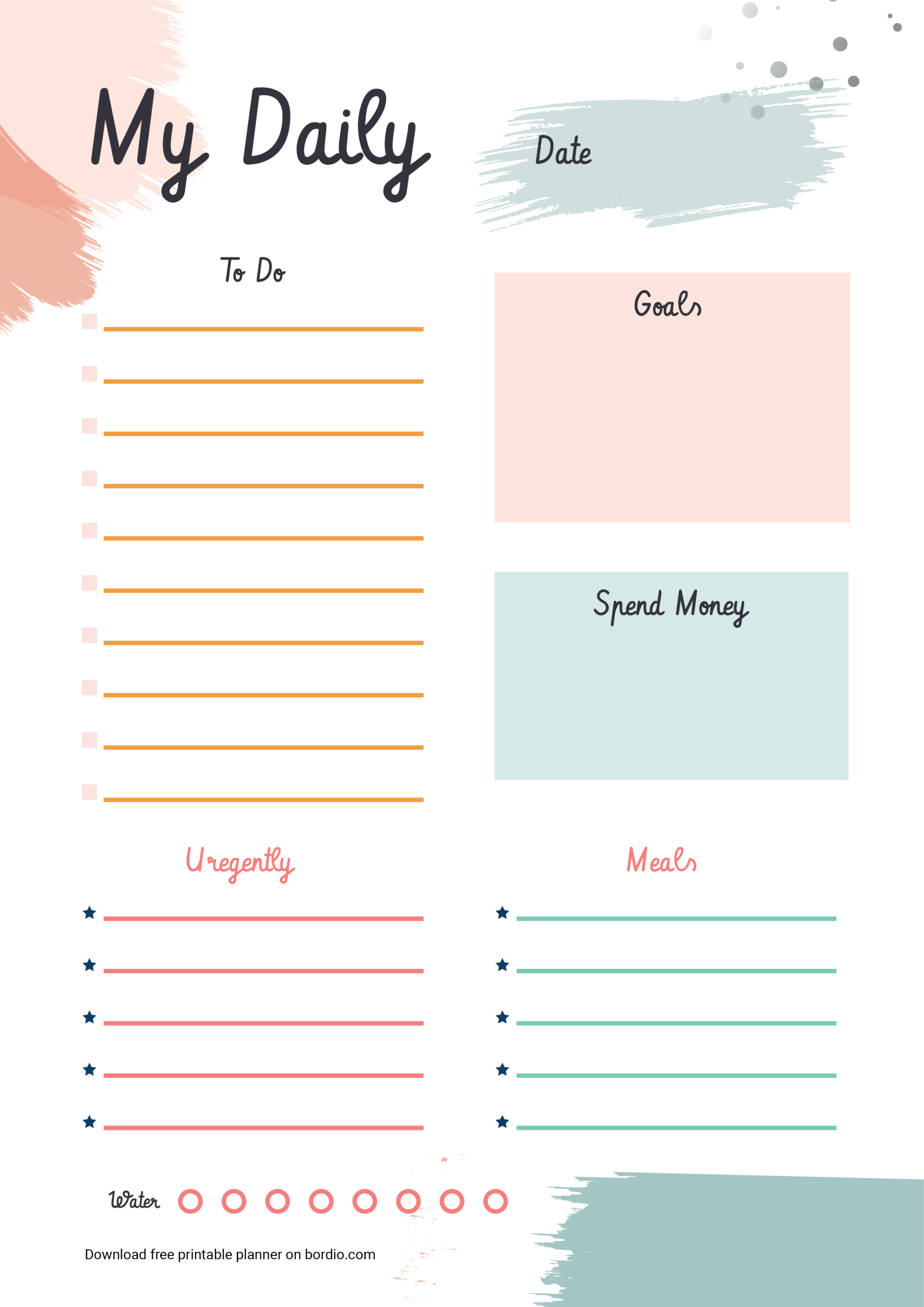 Printable Daily Planner Template Bordio