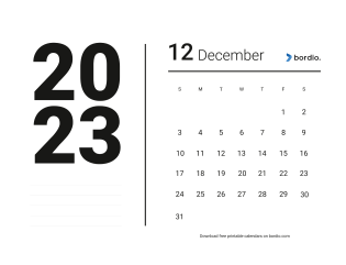 Printable December 2023 Calendar Sunday