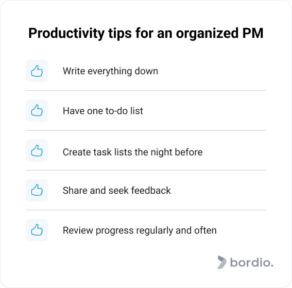 Productivity tips for an organized PM
