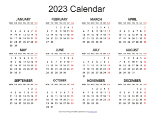 Blank 2023 Calendar Free