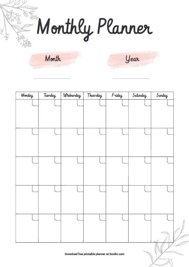 Printable Monthly Planner Templates | Download For Free in PDF