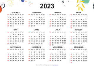Calendar 2023 Printable Template Sunday