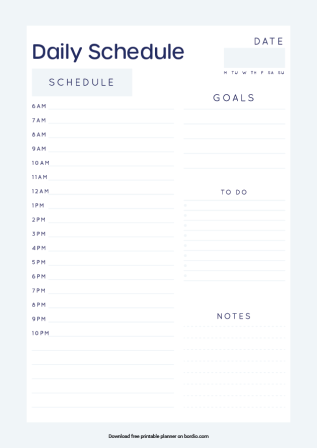 Free daily schedule template