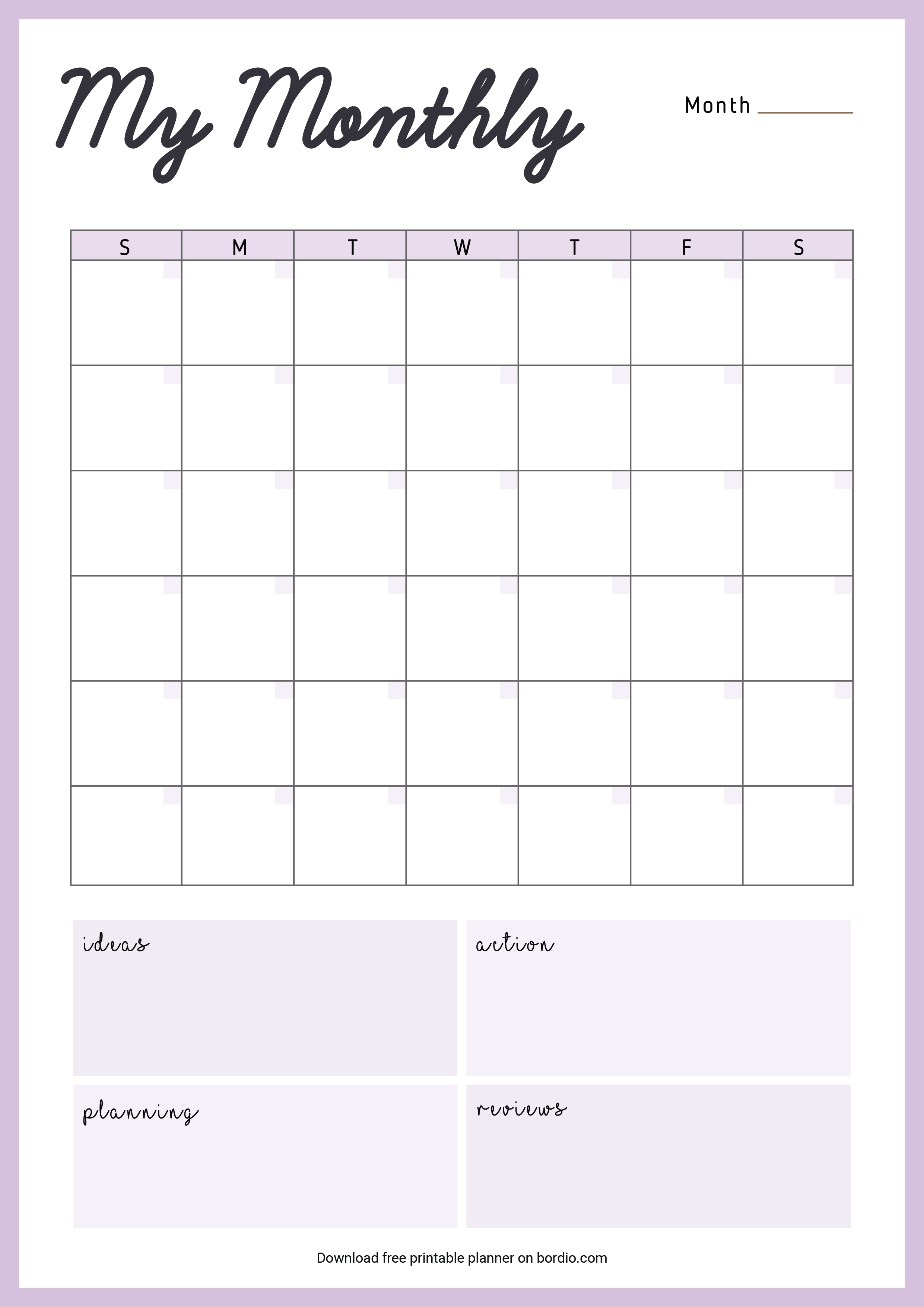 Printable Monthly Planner Templates Download For Free In Pdf 2920
