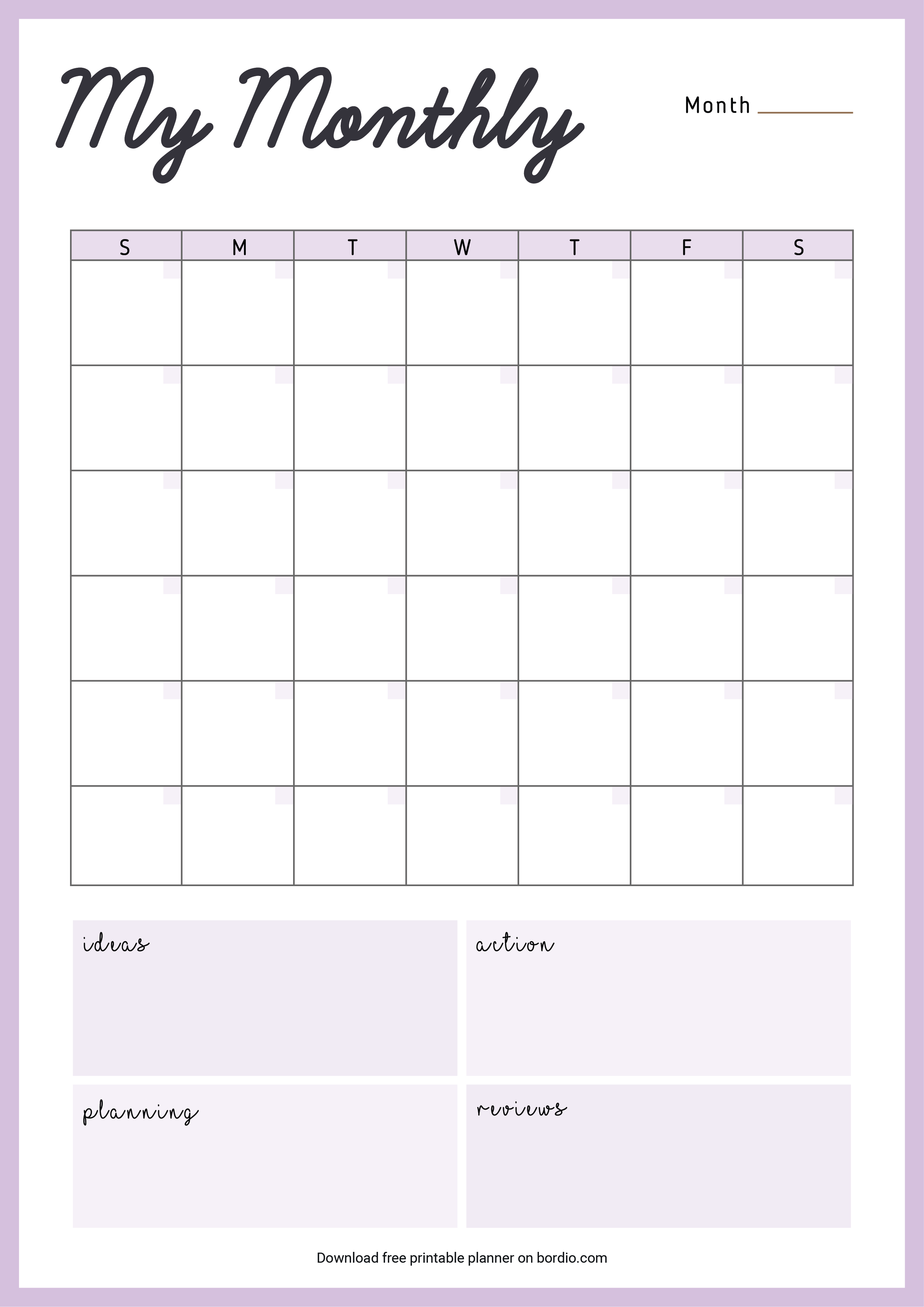 Printable Monthly Planner Templates Download For Free In PDF