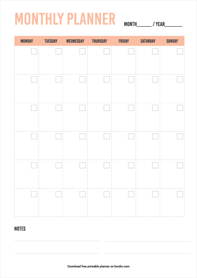 Printable Monthly Planner Templates | Download For Free in PDF