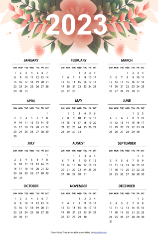 Printable Calendar 2023 from Sunday