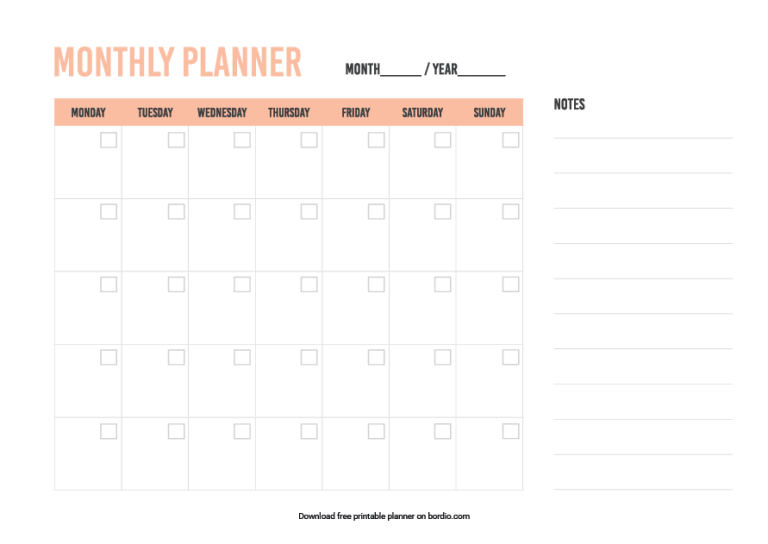 Printable Monthly Planner Templates | Download For Free In PDF