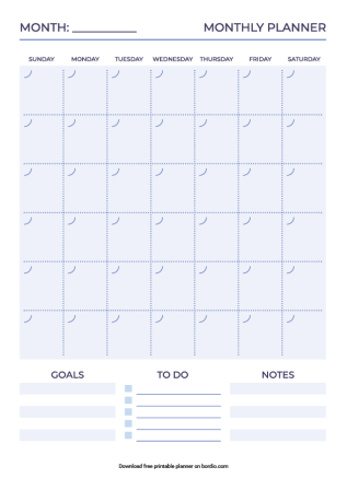 Printable monthly planner template vertical