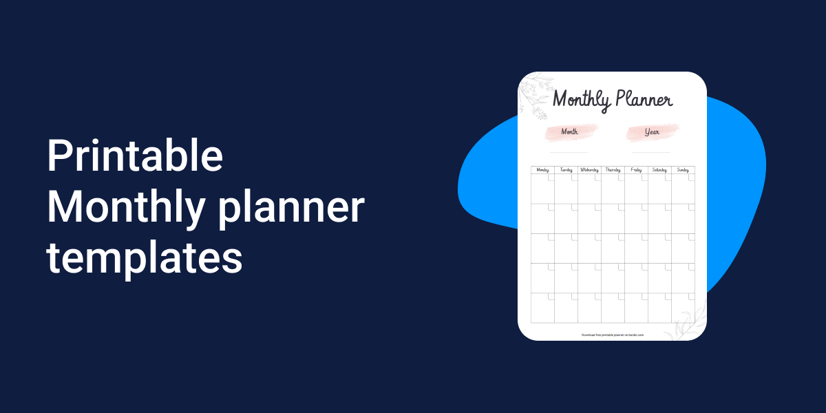 Printable Monthly Planner Templates Download For Free In Pdf 3742