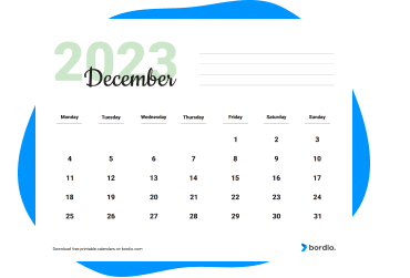december 2023 printable calendar